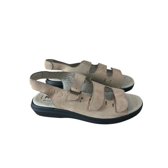 Propet Tan Leather Cushioned Insole Women’s Sandals Size 7.5 Wide - Picture 1 of 13
